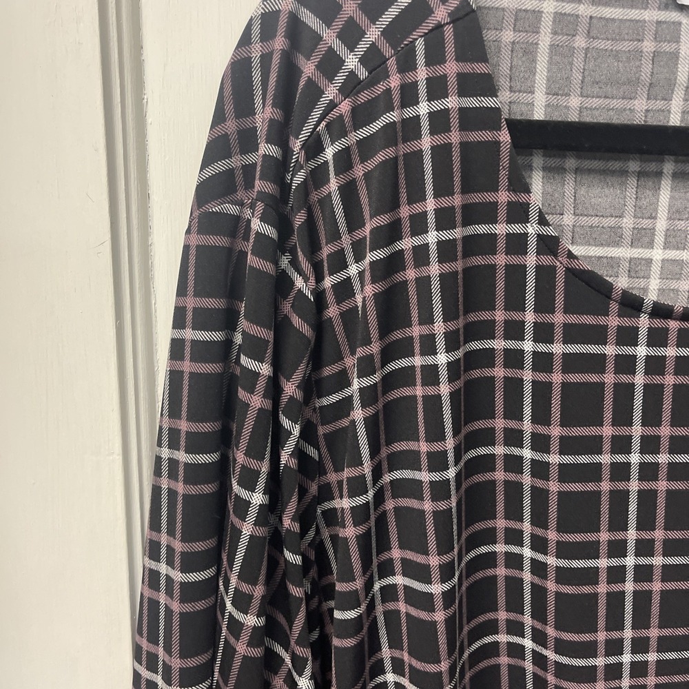 Liz Claiborne Women's Stretch Polyester Blouse 3/4 Sleeve Plaid Knot Size 3X - Picture 8 of 11